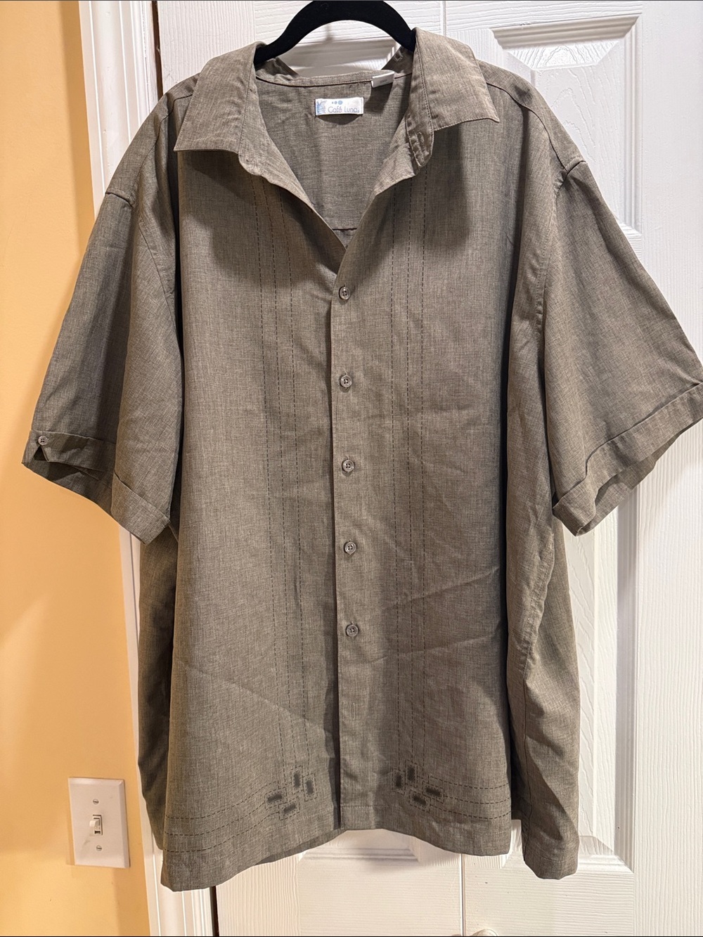 Casual Short-Sleeve Button-Down Shirt in Olive